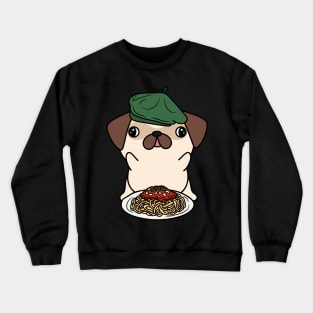 Dog eating Spaghetti - Pug Crewneck Sweatshirt